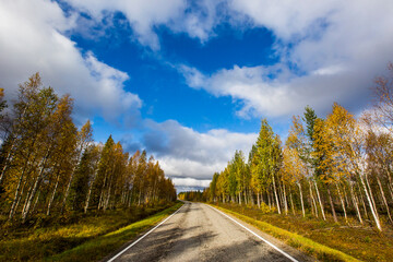 Fototapeta premium Autumn landscape in Muonio, Lapland, Northern Finland