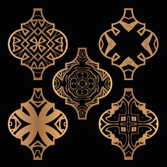 Christmas arabesque tile ornament set. Vector illustration