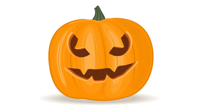 Halloween pumpkin on a white background, orange pumpkin with different shapes and faces. Vector illustration.
