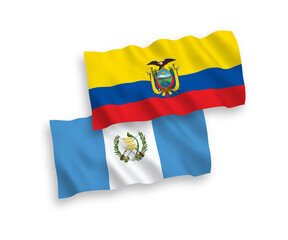 Flags of Republic of Guatemala and Ecuador on a white background