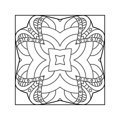 Decor tile, mosaic oriental pattern with many details and geometry elements. Vector illustration for traditional pottery tiling, fabric, wall interior, cloth, coloring book