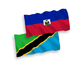 Flags of Republic of Haiti and Tanzania on a white background