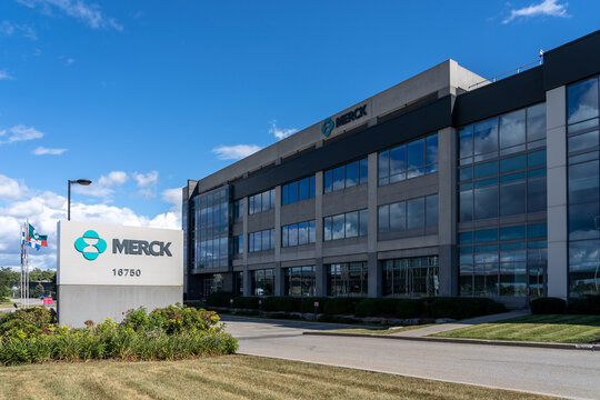 Kirkland, Quebec, Canada - September 3, 2021: Merck Canada head office in Kirkland, Quebec, Canada. Merck is an American multinational pharmaceutical company.  