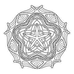 Abstract pattern with many details and geometry elements in form of mandala. Vector illustration for coloring book, Henna, Mehndi, decoration, fabric, wall interior, cloth