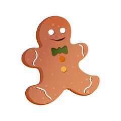 The gingerbread man on white background. Decoration illustration. Holiday card. Vector design. Isolated vector illustration.