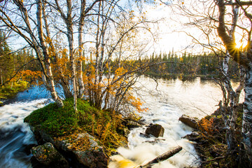 Autumn landscape in Muonio, Lapland, Northern Finland