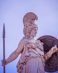 Athens Greece, Athena, the ancient Greek goddess of wisdom and knowledge, filtered image