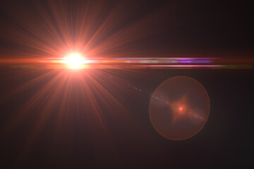 lens flare, Abstract Natural Sun flare on the black background, flare light transition, effects sunlight