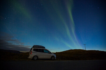 Obraz na płótnie Canvas Northern Lights in Nordkapp, Northern Norway. Europe