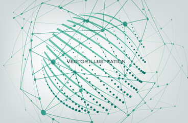 Abstract vector background. Card in a futuristic style. Elegant background for business presentations. Lines, point, plane in 3D space. security protection. global news. vector illustrator