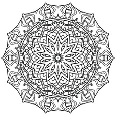 Circular pattern table and floor inlay pattern. Abstract ornament with many details and geometry elements in form of mandala. Vector illustration for coloring book, henna, mehndi, decoration