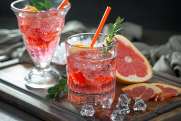 Glasses of wine on a black background.