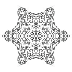 Abstract pattern with many details and geometry elements in form of mandala. Vector illustration for coloring book, henna, mehndi, decoration, fabric, wall interior, cloth