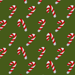 Christmas with a picture of sweets on a green background. Vector