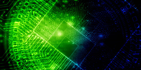 Fototapeta na wymiar 2d illustration Abstract futuristic electronic circuit technology background 