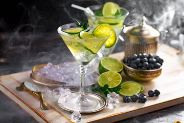 Glasses of wine on a black background.