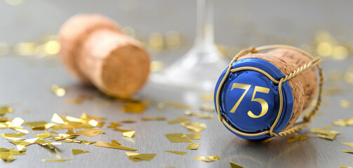 Champagne cap with the Number 75