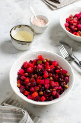 Traditional Russian and Ukrainian vegetable salad Vinaigrette
