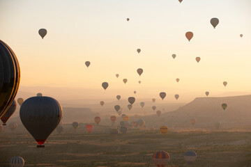 Hot air balloons in the sky at Cappadocia