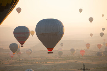 Hot air balloons in the sky at Cappadocia