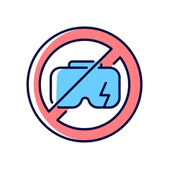 Do not use when broken RGB color manual label icon. Do not try to fix device if any part is broken. Avoid damage. Isolated vector illustration. Simple filled line drawing for product use instructions