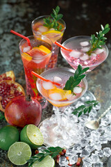 Glasses of wine on a black background.