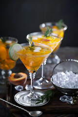 Refreshing summer alcoholic cocktail with crushed ice and citrus fruits