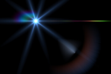 lens flare, Abstract Natural Sun flare on the black background, flare light transition, effects sunlight