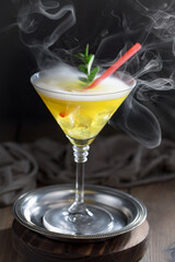 Glasses of wine on a black background.