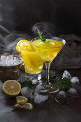 Glasses of wine on a black background.