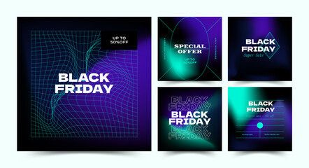 Obraz premium Black Friday abstract promotion web banner for social media mobile apps. Geometrical sale and discount promo backgrounds with abstract pattern.