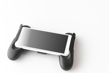 ゲーム用のグリップスタンドを取り付けたスマートフォン © poko42