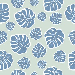 Tropical Monstera Leaves Seamless Pattern. 