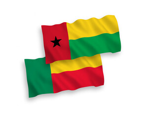 Flags of Republic of Guinea Bissau and Benin on a white background