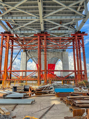 Fototapeta na wymiar Steel structure sea-crossing bridge under construction