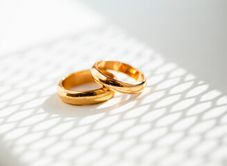 wedding rings on the table