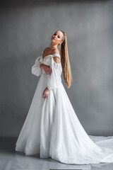 Stylish young bride happy on her wedding day