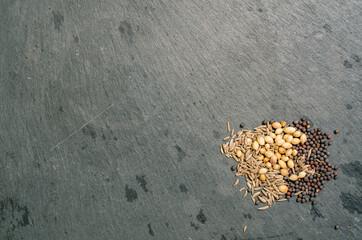 Spices on Black Slate Tile