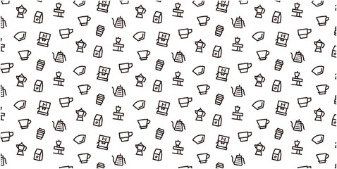 Fototapeta premium Coffee shop icon pattern background for website or wrapping paper (Monotone version)