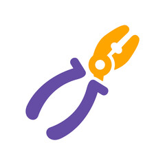 Pliers flat glyph icon. Construction, repair sign