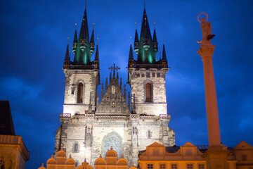 Child in Prague on Christmas, christmas lights and decoration