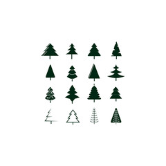 Obraz premium Collection of Christmas trees, modern flat design. Can be used for printed materials - leaflets, posters, business cards or for web.