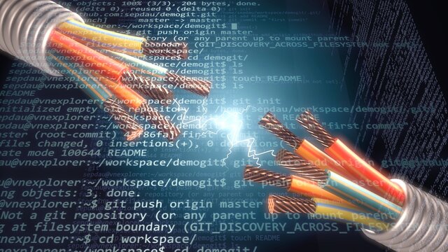 Internet cable and first world wide Web source code