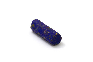 Old dark blue crayon on white background, isolated
