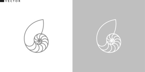 Nautilus shell. Outline style icon - obrazy, fototapety, plakaty