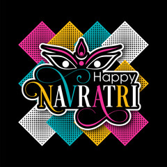 Illustration of Indian festival Navratri with beautiful calligraphy.