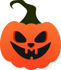 Halloween pumpkin with scary face, pumpkin Halloween decor,  pumpkin on white background, Orange pumpkin with spooky face, 