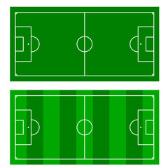 Vector of two types of football fields.  One field with dark green grass, the other with a combination of light green and dark green in the vertical direction