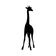 black silhouette giraffe logo on white background