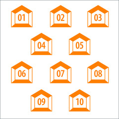 Colorful info-graphic numbers can be use to create presentation. Bullet points numbers one to ten. Colorful shape vector numbers.